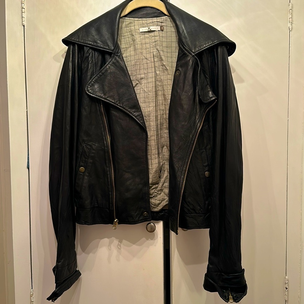 Mike & Chris Lambskin Leather Biker Style Pristine Jacket- never worn.